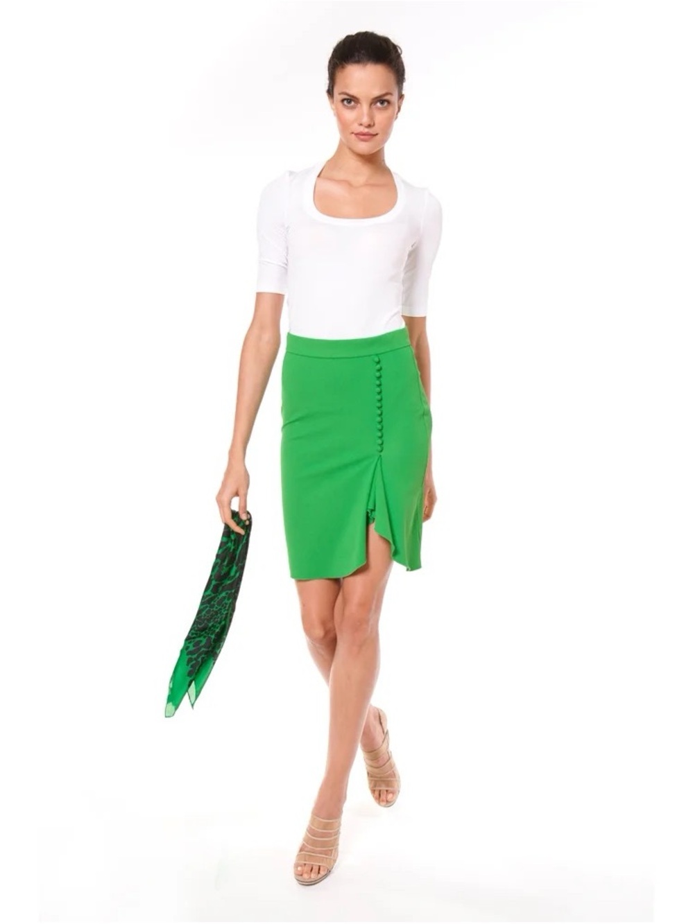 Wolford Green Button-Front Skirt